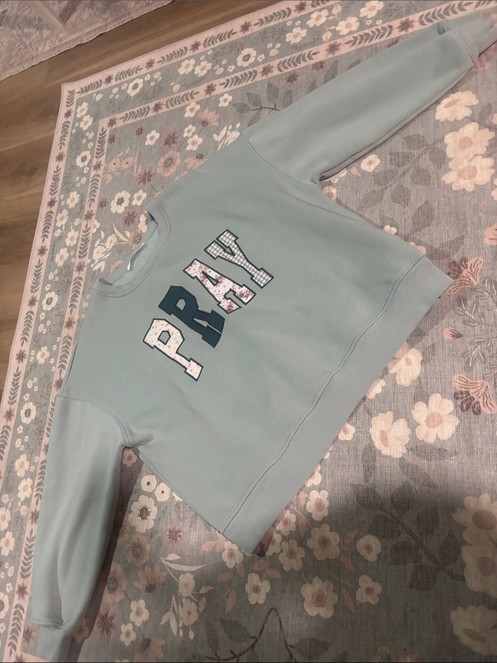 Altar'd State Mint Green PRAY Sweatshirt